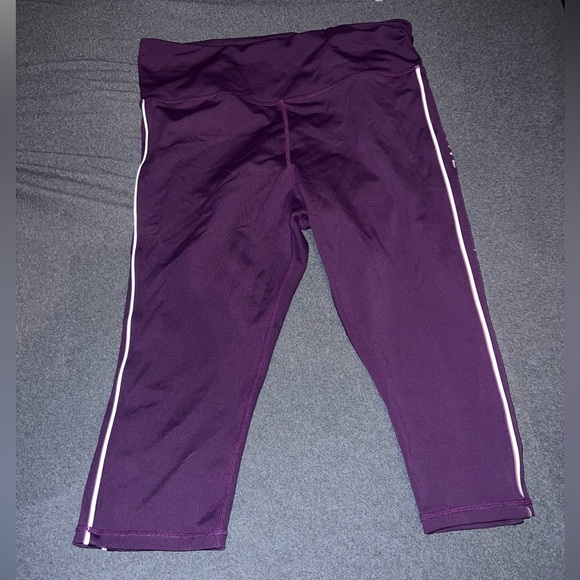 Zyia Active Wear Plum Logo Stripe Light n Tight Hi-rise Crop 17" size 14-16 - Picture 4 of 7